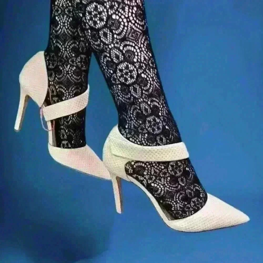 Vince Camuto Carlotte Pointed Toe Leather D'Orsay Pump High Heel Beige Cream 7M